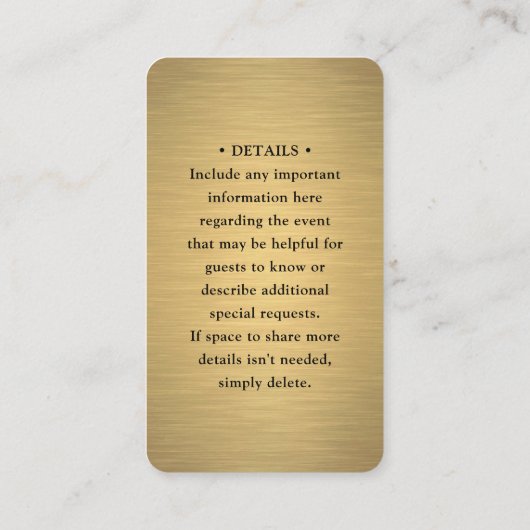 QR UAWG & Details - Schwarz & Gold-Hochzeit Begleitkarte (Rückseite)