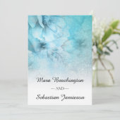 *~* QR UAWG Floral Glitzer Blau Aquamarine Hochzei Einladung (Stehend Vorderseite)