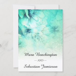 *~* QR UAWG Floral Glitzer Türkis Aqua Wedding Einladung
