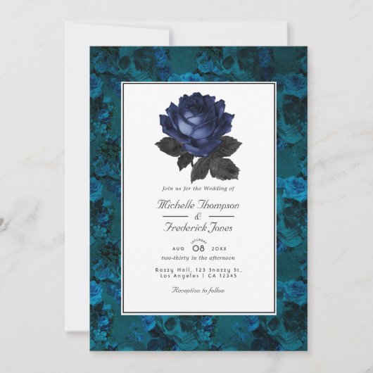 QR-UAWG für Schwarz-Blau-Gotik Einladung (Vorderseite)