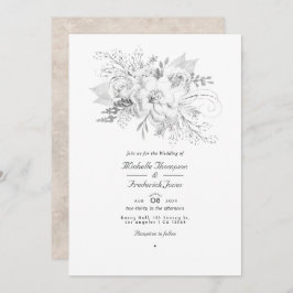 QR-UAWG für White Wedding Floral Einladung