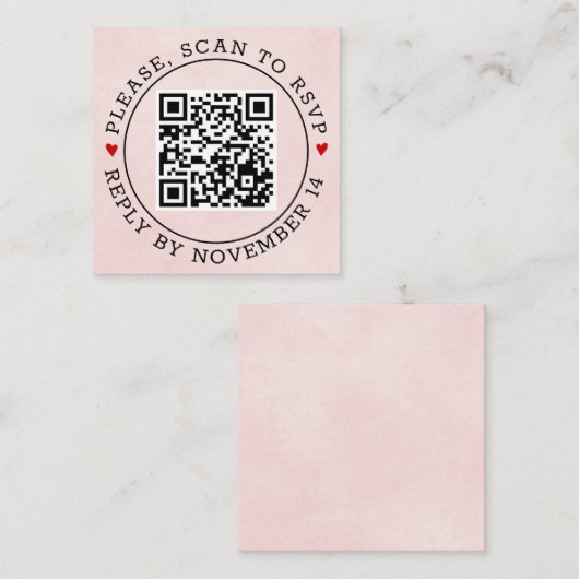 QR-UAWG-Grenze fleckige weiche rosa Hochzeit Begleitkarte (Vorne/Hinten)