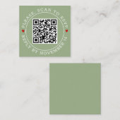 QR UAWG Grenze und Herzen Salbei Grün Hochzeit Begleitkarte (Vorne/Hinten)