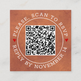 QR-UAWG, grenzfarbene Terrakotta-Hochzeit Begleitkarte