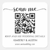 Qr-UAWG | Hochzeitswebsite Quadratischer Aufkleber (Vorderseite)