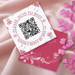 QR-UAWG, Magenta-Blume Blumenhochzeit Begleitkarte