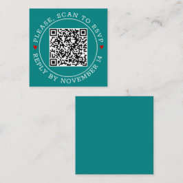 QR-UAWG mit Grenzherzen aquamarine Blaue Hochzeit Begleitkarte