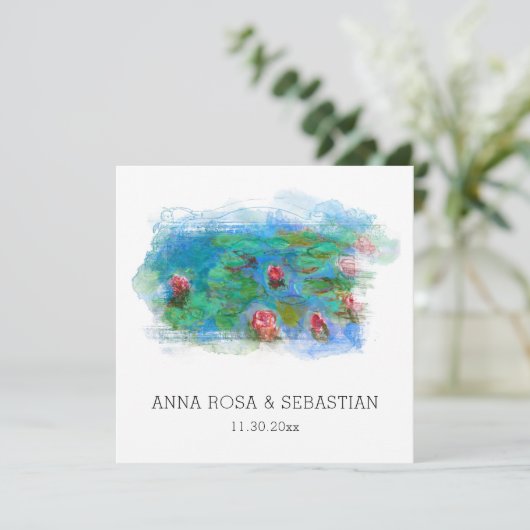 *~* QR UAWG MONET LILY POND AP12 UAWG Wedding Einladung (Stehend Vorderseite)