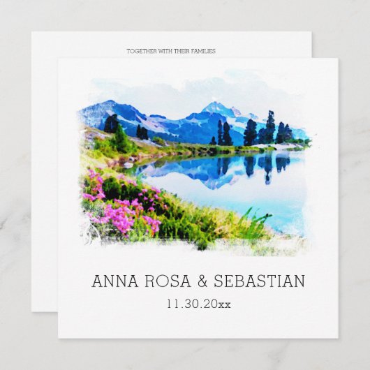 *~* QR UAWG MOUNTAINS Blume AP19 UAWG Wedding Einladung (Vorne/Hinten)