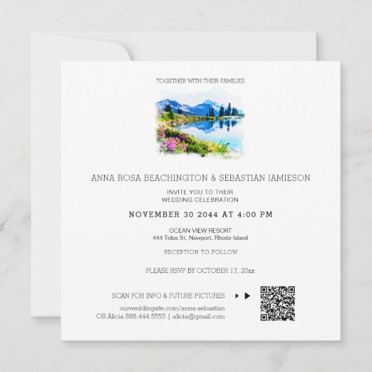 *~* QR UAWG MOUNTAINS Blume AP19 UAWG Wedding Einladung (Rückseite)