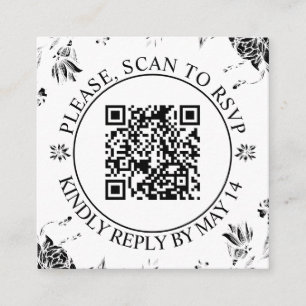 QR-UAWG, Schwarz-weiße Blume Blumenhochzeit Begleitkarte