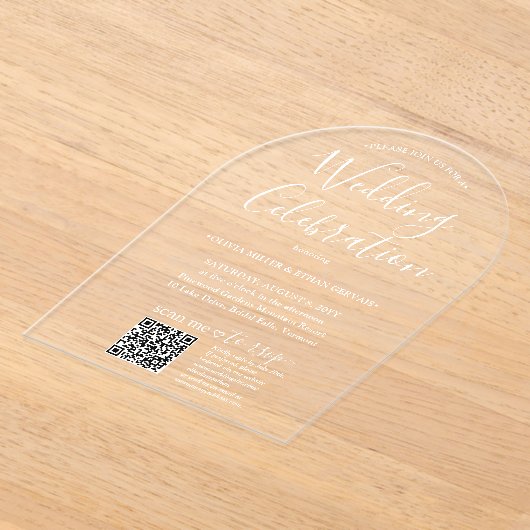 QR UAWG Simple Script Wedding Celebration Arted Acryleinladungen (Ablage )