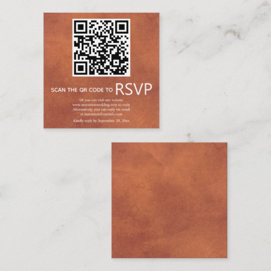 QR-UAWG Terracotta Hochzeit Begleitkarte (Vorne/Hinten)