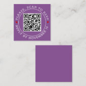 QR UAWG und Herz lila Hochzeit Begleitkarte (Vorne/Hinten)