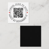 QR UAWG und Herz Schwarz-weiß Hochzeit Begleitkarte (Vorne/Hinten)