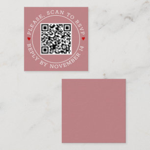 QR UAWG und Herz staubige Rose Hochzeit Begleitkarte