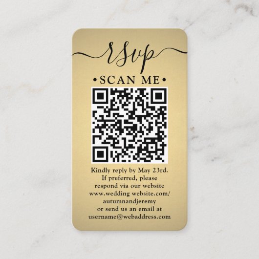 QR UAWG & Wedding Details Elegantes Imitat Begleitkarte (Vorderseite)
