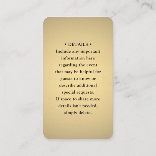 QR UAWG & Wedding Details Elegantes Imitat Begleitkarte (Rückseite)