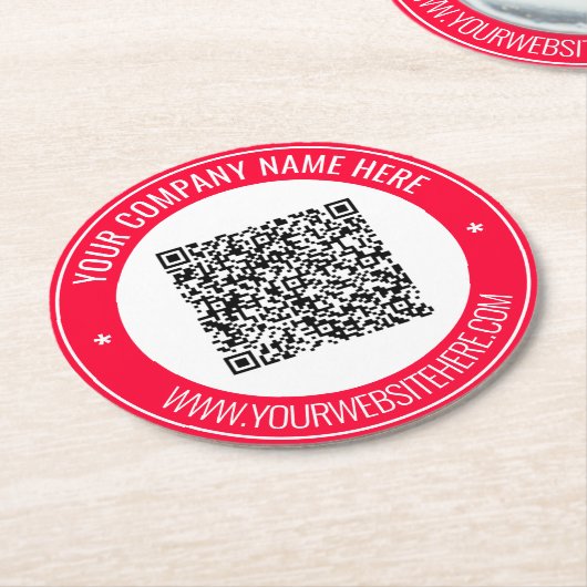 QR-Untersetzer für benutzerdefiniertes Textdokumen Runder Pappuntersetzer (Angewinkelt)