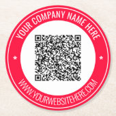 QR-Untersetzer für benutzerdefiniertes Textdokumen Runder Pappuntersetzer (Vorderseite)