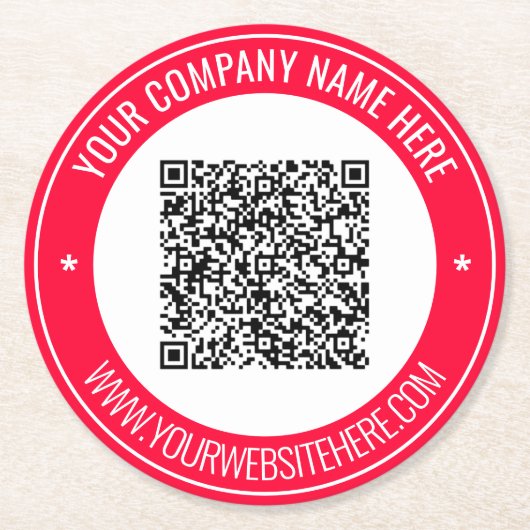 QR-Untersetzer für benutzerdefiniertes Textdokumen Runder Pappuntersetzer (Vorderseite)