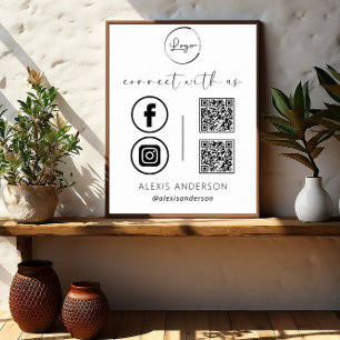 QR Verbinde dich mit uns Geschäft-Logo Social Medi Poster