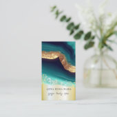 *~* QR Verziert TURQUOISE Gold Agate Foil AP66 Visitenkarte (Stehend Vorderseite)