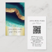 *~* QR Verziert TURQUOISE Gold Agate Foil AP66 Visitenkarte (Vorne/Hinten)