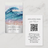 *~* QR Verzierte Beach Waves Ozean AR7 Sandsee Visitenkarte (Vorne/Hinten)