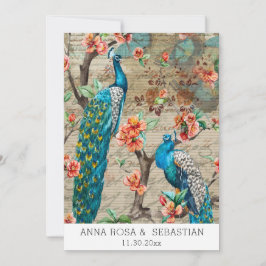 *~* QR Vintager UAWG Viktorianisch Pfau AR24 Hochz Einladung