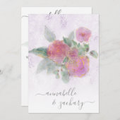 *~* QR Violet Damask UAWG AR12 Wedding Invita Einladung (Vorne/Hinten)