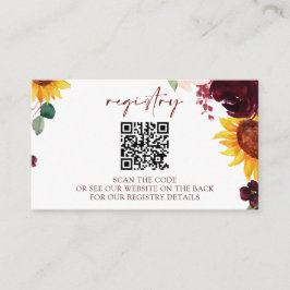QR Wedding Brautparty Registry Cards Sonnenblumen Begleitkarte