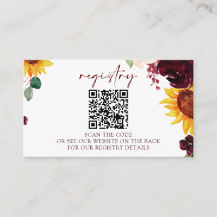 QR Wedding Brautparty Registry Cards Sonnenblumen Begleitkarte