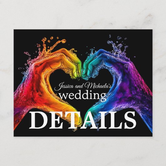 🌈 ❤️ QR + Wedding DETAILS Herz des Stolzes Hochze Begleitkarte (Vorderseite)