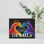 🌈 ❤️ QR + Wedding DETAILS Herz des Stolzes Hochze Begleitkarte (Stehend Vorderseite)