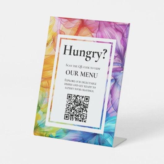 QR Wedding Menu Ethereal Bloom Sockelschild (Vorderseite)