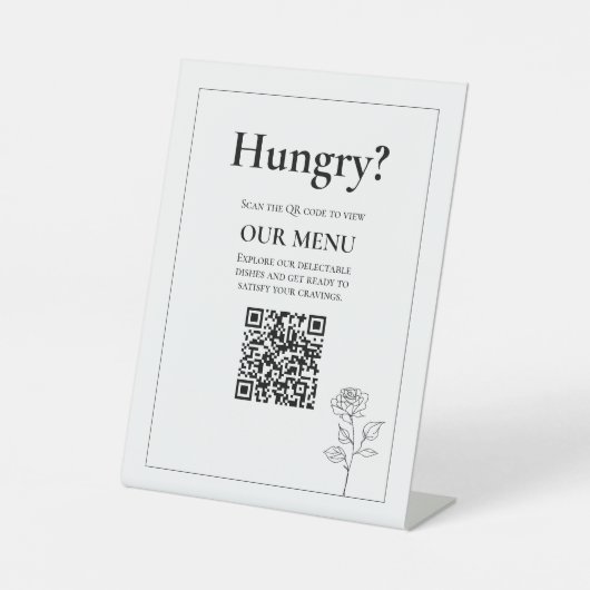 QR Wedding Menu Zeitloses Blut Sockelschild (Vorderseite)
