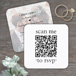 QR Wedding RSVP Einfaches Foto und klassische Typo Begleitkarte
