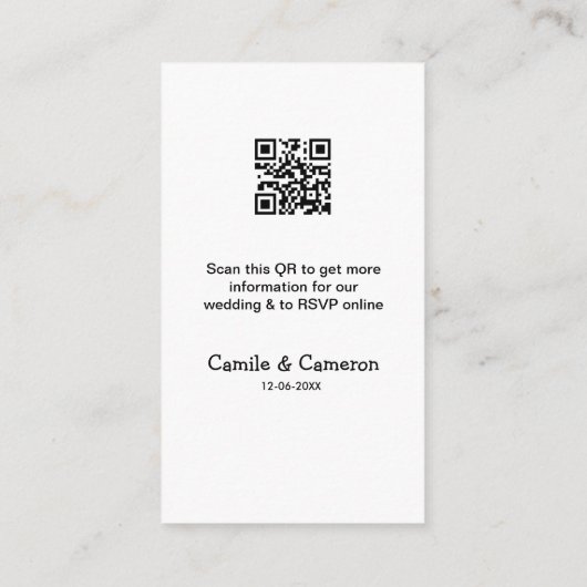 QR WEDING WEBSITE Hinzufügen des Datums Schwarz-we Begleitkarte (Rückseite)