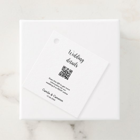 QR WEDING WEBSITE Hinzufügen des Datums Schwarz-we Geschenkanhänger (Beispiel)