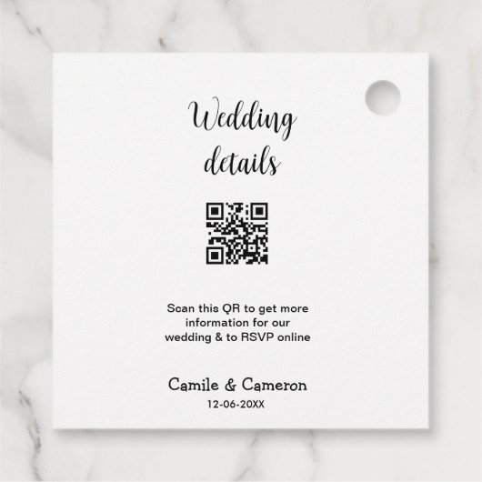 QR WEDING WEBSITE Hinzufügen des Datums Schwarz-we Geschenkanhänger (Rückseite)