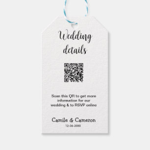 QR WEDING WEBSITE Hinzufügen des Datums Schwarz-we Geschenkanhänger