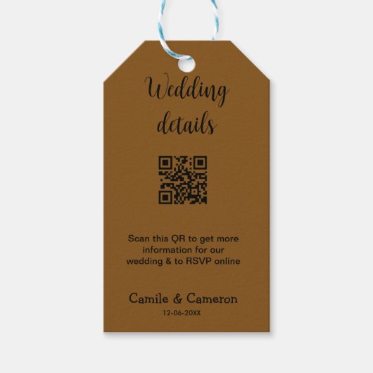 QR WEDING WEBSITE Hinzufügen des Datums Schwarz-we Geschenkanhänger (Vorderseite)