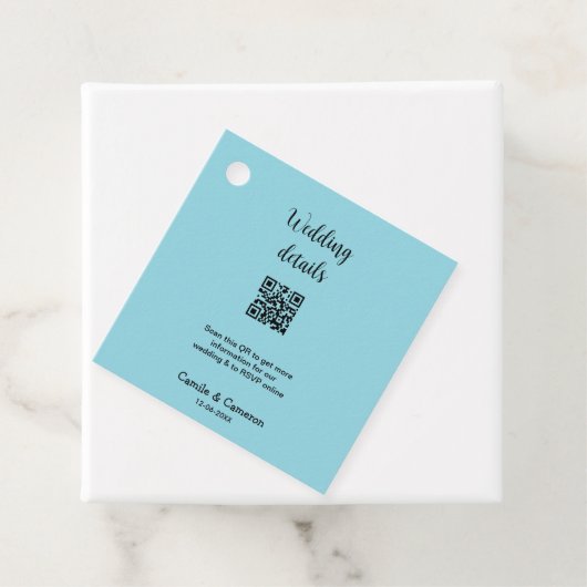 QR WEDING WEBSITE Hinzufügen des Datums Schwarz-we Geschenkanhänger (Beispiel)