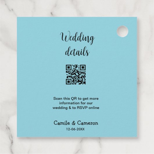 QR WEDING WEBSITE Hinzufügen des Datums Schwarz-we Geschenkanhänger (Rückseite)