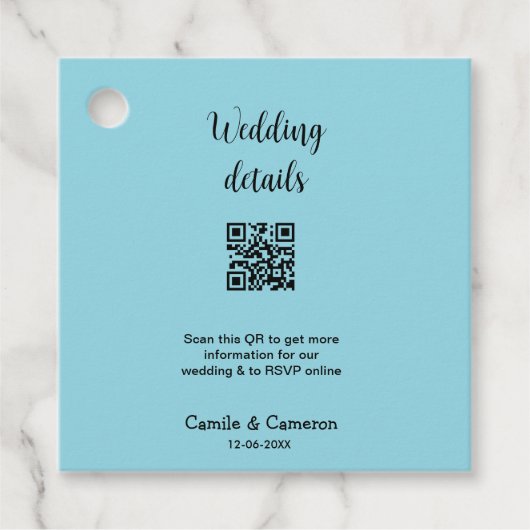 QR WEDING WEBSITE Hinzufügen des Datums Schwarz-we Geschenkanhänger (Vorderseite)