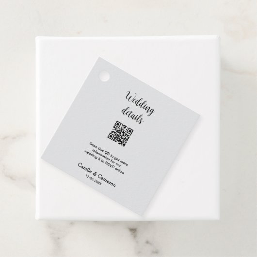 QR WEDING WEBSITE Hinzufügen des Datums Schwarz-we Geschenkanhänger (Beispiel)
