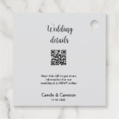QR WEDING WEBSITE Hinzufügen des Datums Schwarz-we Geschenkanhänger (Rückseite)