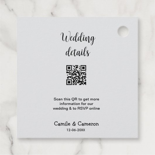 QR WEDING WEBSITE Hinzufügen des Datums Schwarz-we Geschenkanhänger (Rückseite)