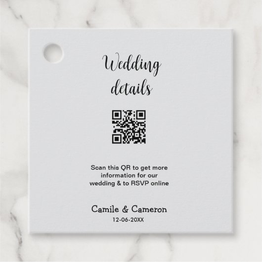 QR WEDING WEBSITE Hinzufügen des Datums Schwarz-we Geschenkanhänger (Vorderseite)